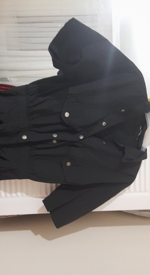 Siyah Keten Düğmeli Kadın Tulum - Görsel 5