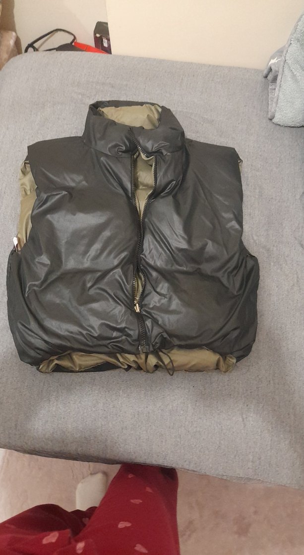 Kadın Kahverengi Fermuarlı cift tarafli Şişme Yelek sıfır ürün - Görsel 3