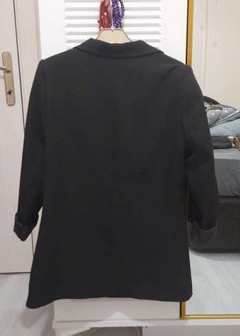 Siyah Kadın Midi Blazer Ceket - Görsel 7