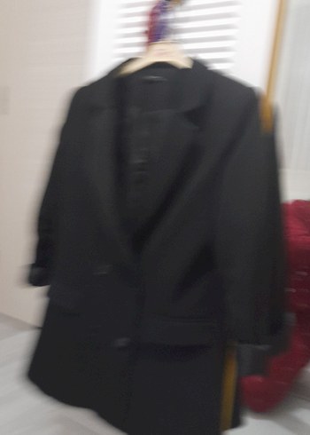 Siyah Kadın Midi Blazer Ceket - Görsel 2