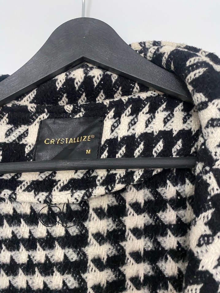 Kadın Siyah Ekose Kuşaklı Uzun Yün Kaban - Görsel 4