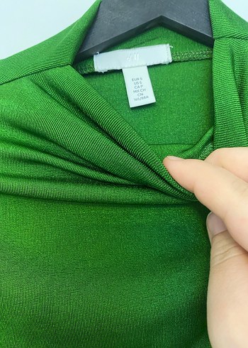 Drapeli Uzun Yeşil Kadın Elbise - Görsel 3