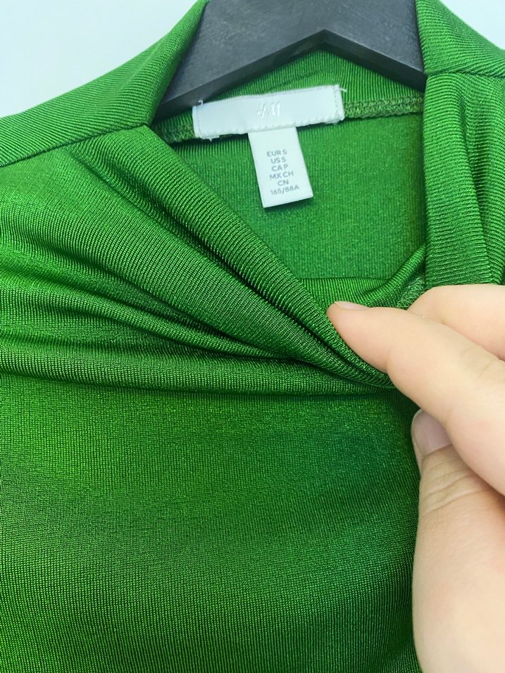 Drapeli Uzun Yeşil Kadın Elbise - Görsel 3