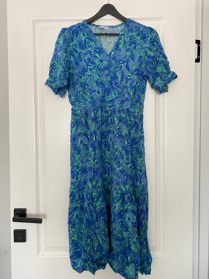 Mavi Bağlama Desenli Uzun Hamile Bluzu - Görsel 2