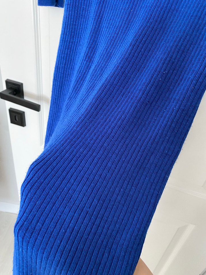 Uzun Kollu Mavi Triko Elbise - Görsel 3
