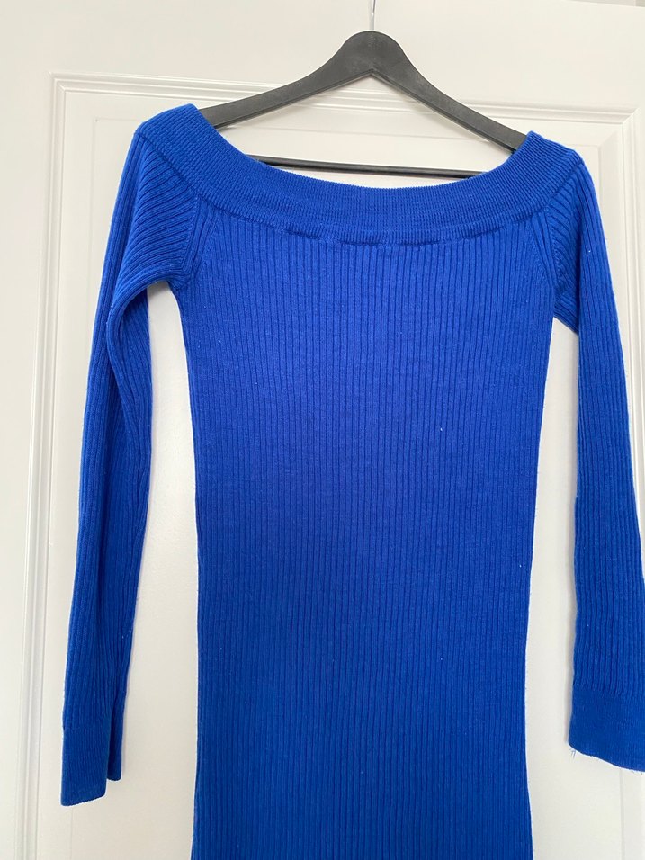 Uzun Kollu Mavi Triko Elbise - Görsel 2