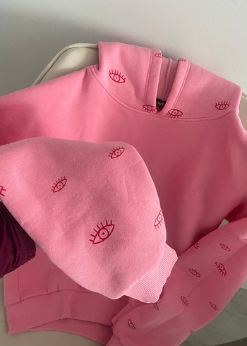 Pembe Baskılı Kadın Sweatshirt - Görsel 3