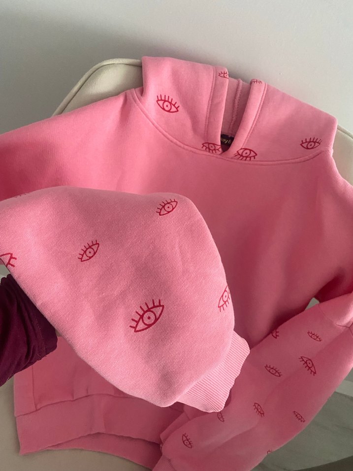 Pembe Baskılı Kadın Sweatshirt - Görsel 3