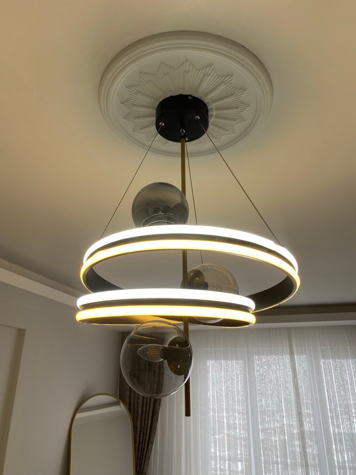 Beyaz Modern LED Halka Avize - Görsel 2