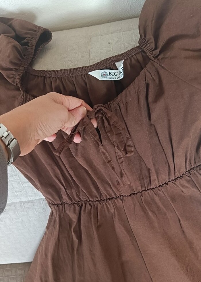 Kahverengi Yazlık Elbise - Görsel 2