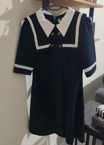 lacivert beyaz denizci Yaka elbise - Görsel 5