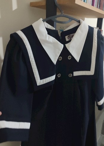 lacivert beyaz denizci Yaka elbise - Görsel 3