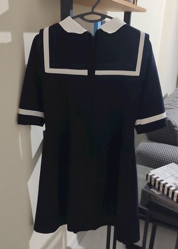 lacivert beyaz denizci Yaka elbise - Görsel 4