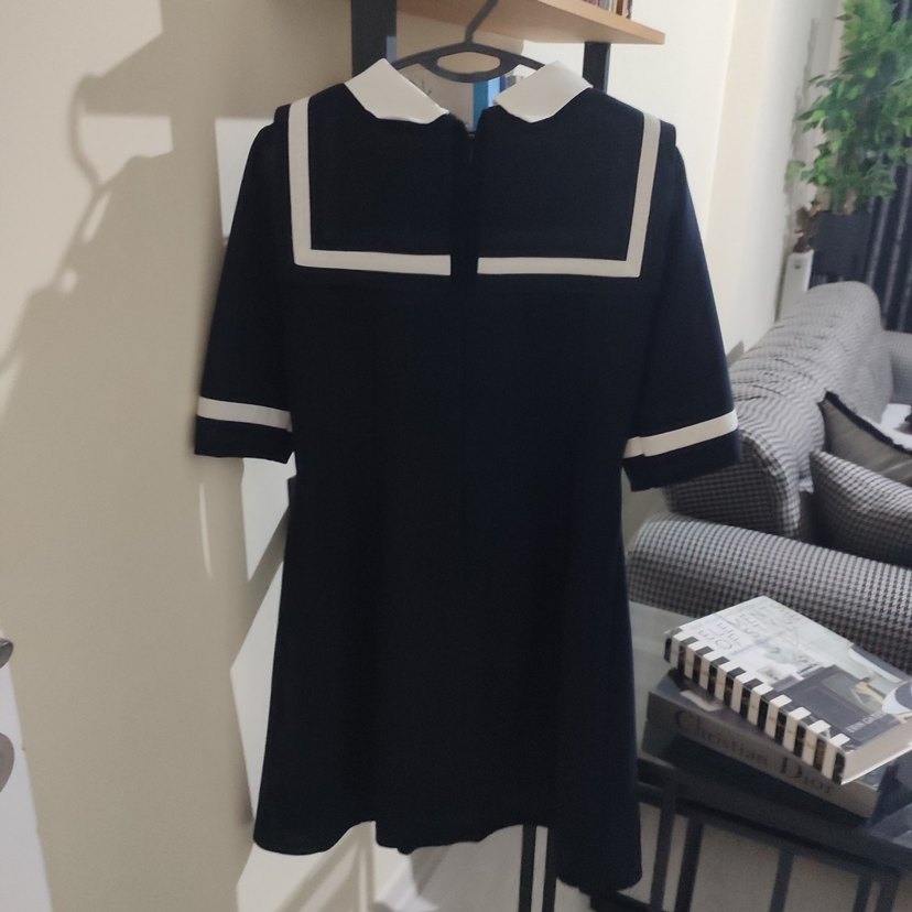 lacivert beyaz denizci Yaka elbise - Görsel 4