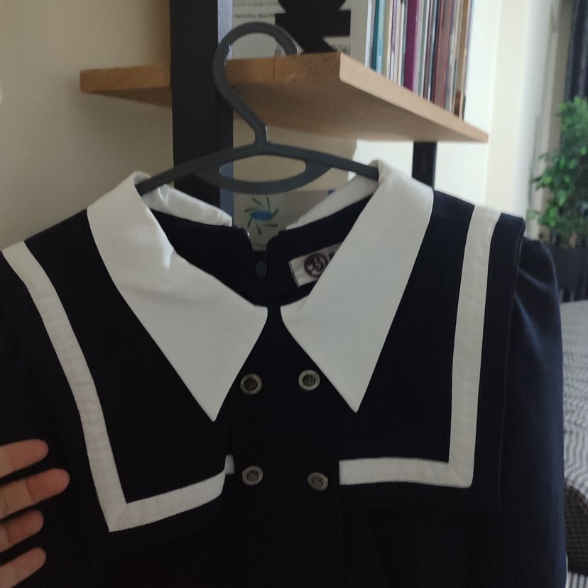 lacivert beyaz denizci Yaka elbise - Görsel 2