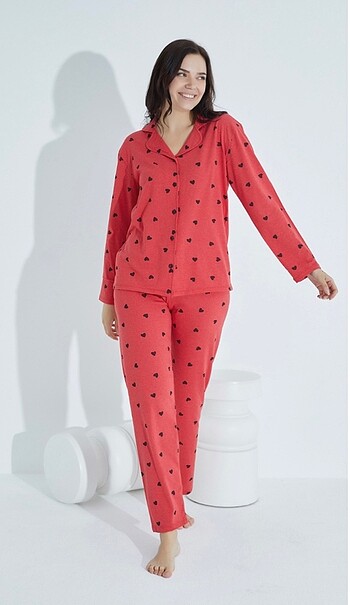 Kadın düğmeli pijama takımı