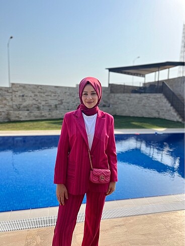 Diğer Pembe blazer ceket ve palazzo pantolon takım