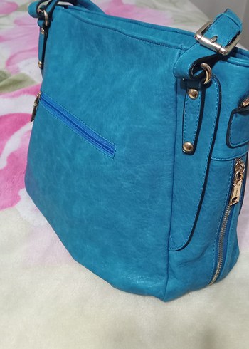 Parlak Turkuaz Deri Kadın Çanta SARACH - Görsel 5