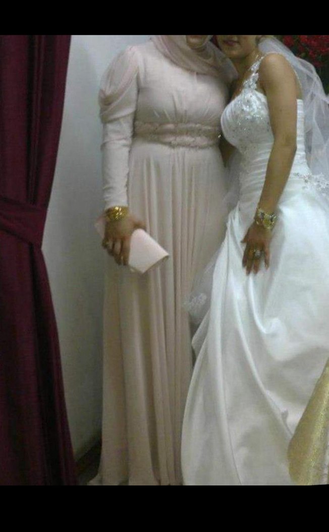 Bej Uzun Drapeli Kadın Abiye Elbise - Görsel 5