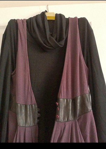 Mor Uzun Drapeli Gotik Elbise - Görsel 3