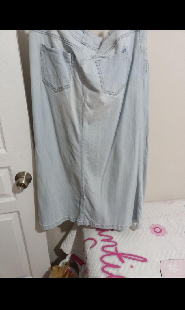 Düğmeli Gri Midi Denim Etek - Görsel 3