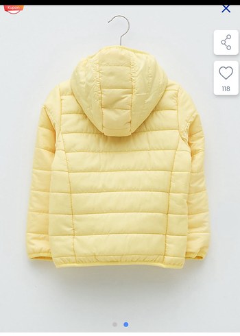 Sarı Kapüşonlu Fermuarlı kız Çocuk Mont - Görsel 2