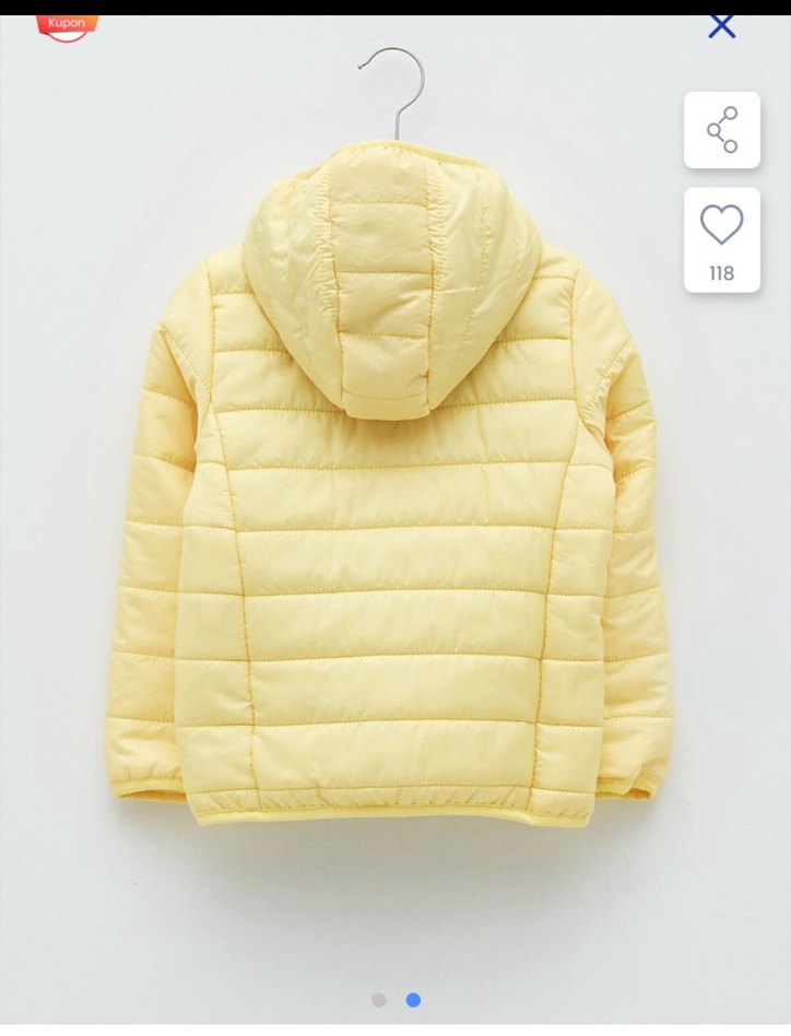 Sarı Kapüşonlu Fermuarlı kız Çocuk Mont - Görsel 2