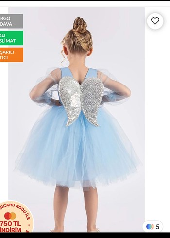 Mavi Kemerli Kız Çocuk Elbise - Görsel 2