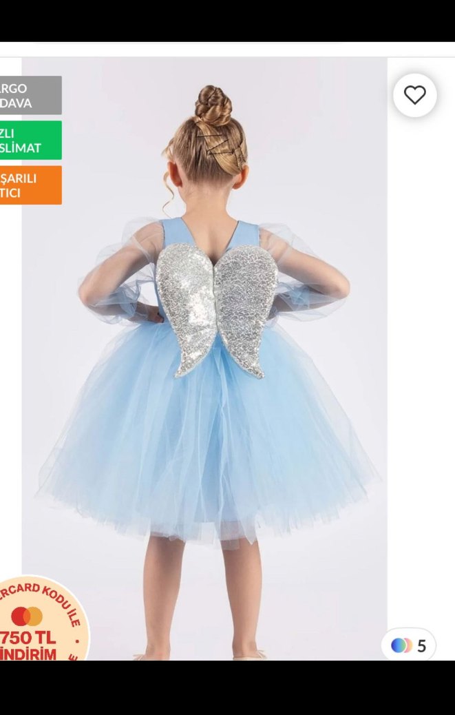 Mavi Kemerli Kız Çocuk Elbise - Görsel 2