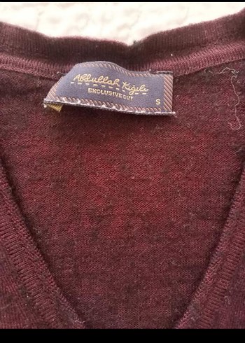 Bordo V Yaka Örgü Erkek Kazak - Görsel 2