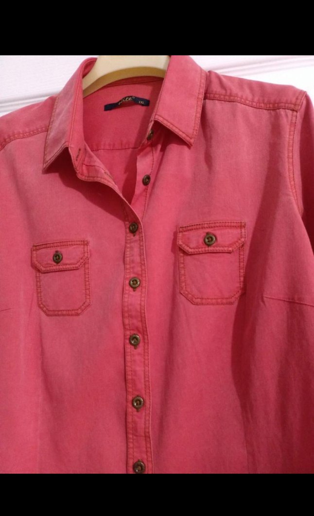 Düğmeli Kırmızı Kadın Gömlek - Görsel 4