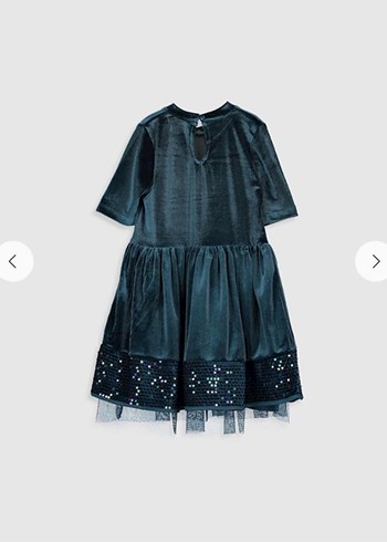 Kız Çocuk Lacivert Fırfırlı Kısa Kollu Elbise - Görsel 2