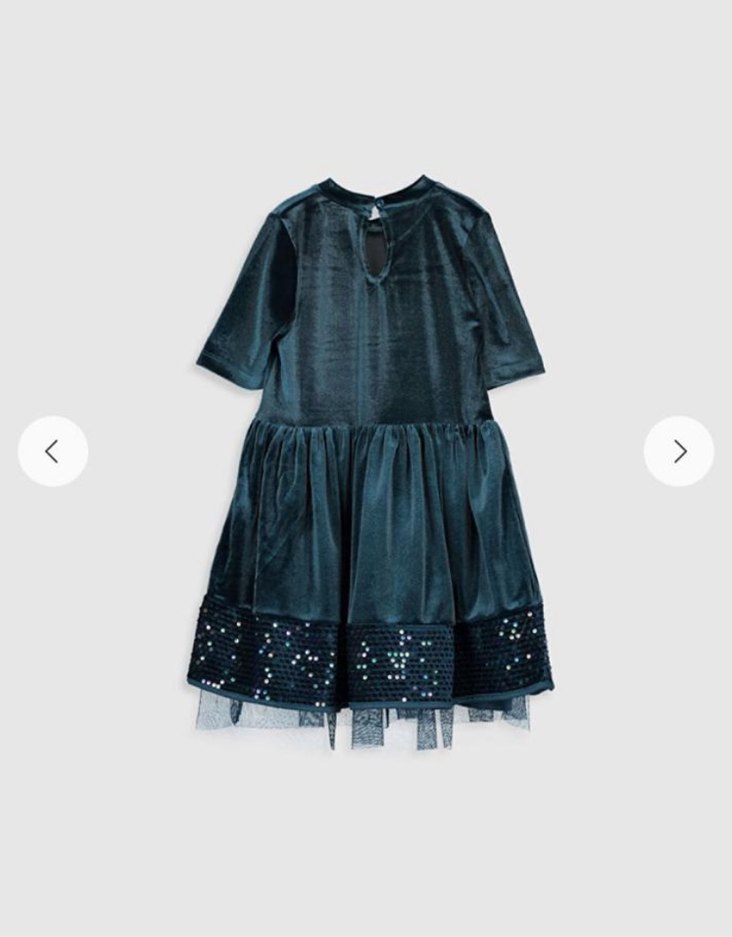 Kız Çocuk Lacivert Fırfırlı Kısa Kollu Elbise - Görsel 2