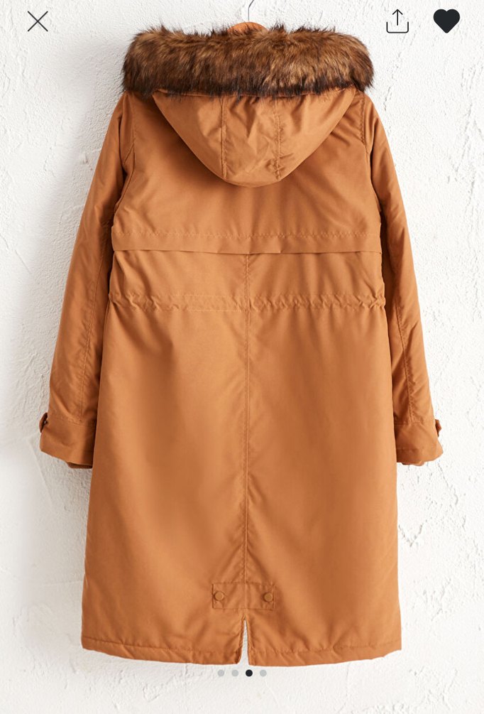 Kürklü Bej Uzun Kadın Mont - Görsel 3