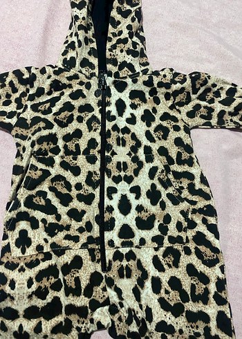 Kürklü Leopar Desenli Bebek Kayak Tulumu - Görsel 2