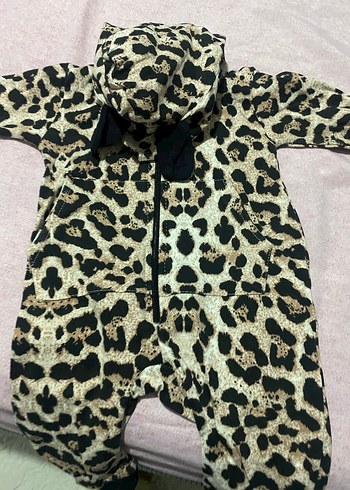 Kürklü Leopar Desenli Bebek Kayak Tulumu - Görsel 3