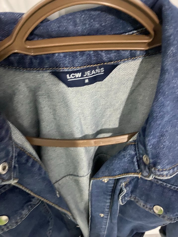 Kadın Denim Midi Ceket, Kemerli, Salaş Kesim - Görsel 3