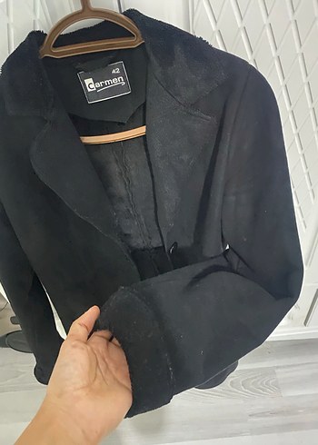 Siyah Süet Midi Kadın Ceket - Görsel 3
