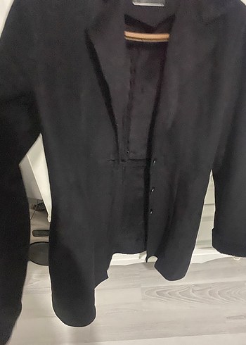 Siyah Süet Midi Kadın Ceket - Görsel 2