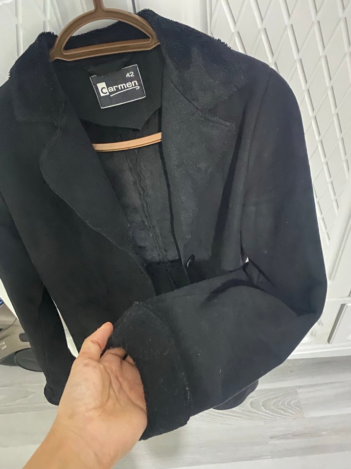 Siyah Süet Midi Kadın Ceket - Görsel 3