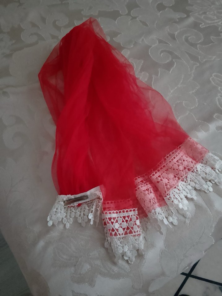 Nakışlı Kırmızı Uzun Abiye Elbise - Görsel 3