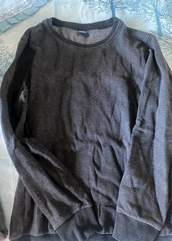 Gri Erkek Keten Uzun Kollu Basic Sweatshirt - Görsel 3