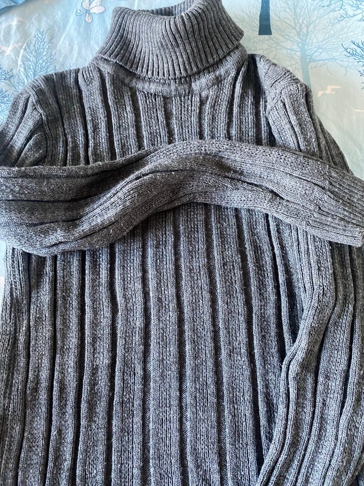 Gri Balıkçı Yaka erke Triko Kazak - Görsel 2