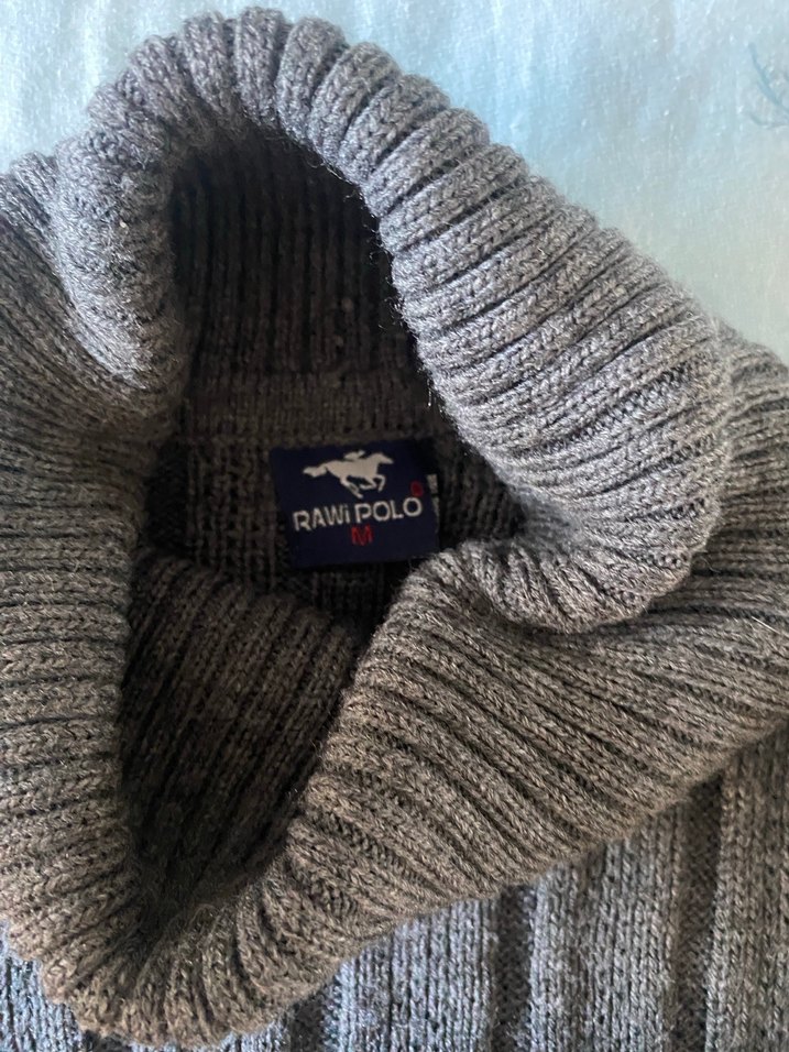 Gri Balıkçı Yaka erke Triko Kazak - Görsel 3