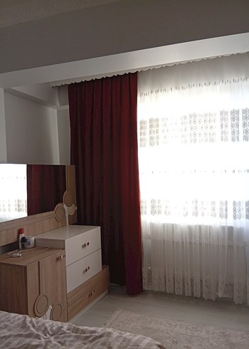 kiremit rengi iki tane fon perde - Görsel 6