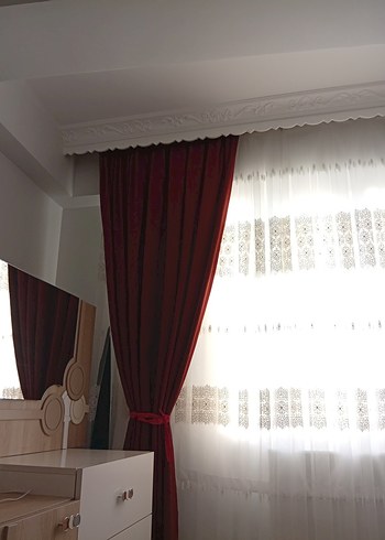 kiremit rengi iki tane fon perde - Görsel 5