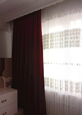 kiremit rengi iki tane fon perde - Görsel 4