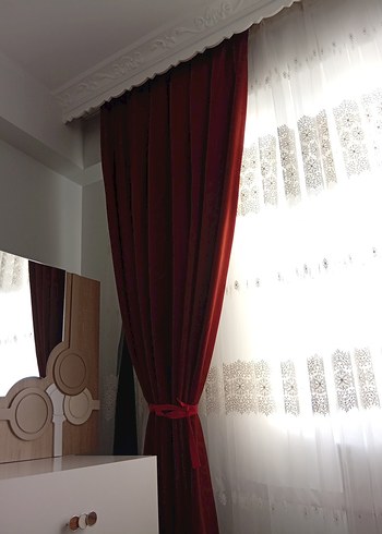 kiremit rengi iki tane fon perde - Görsel 2