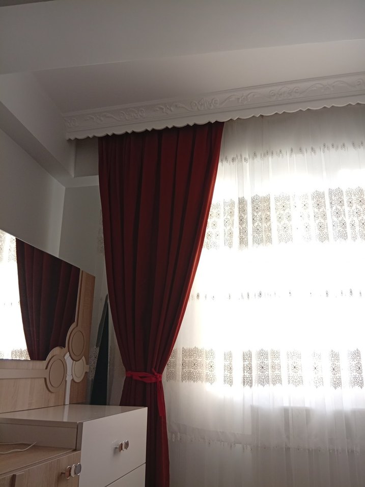 kiremit rengi iki tane fon perde - Görsel 5