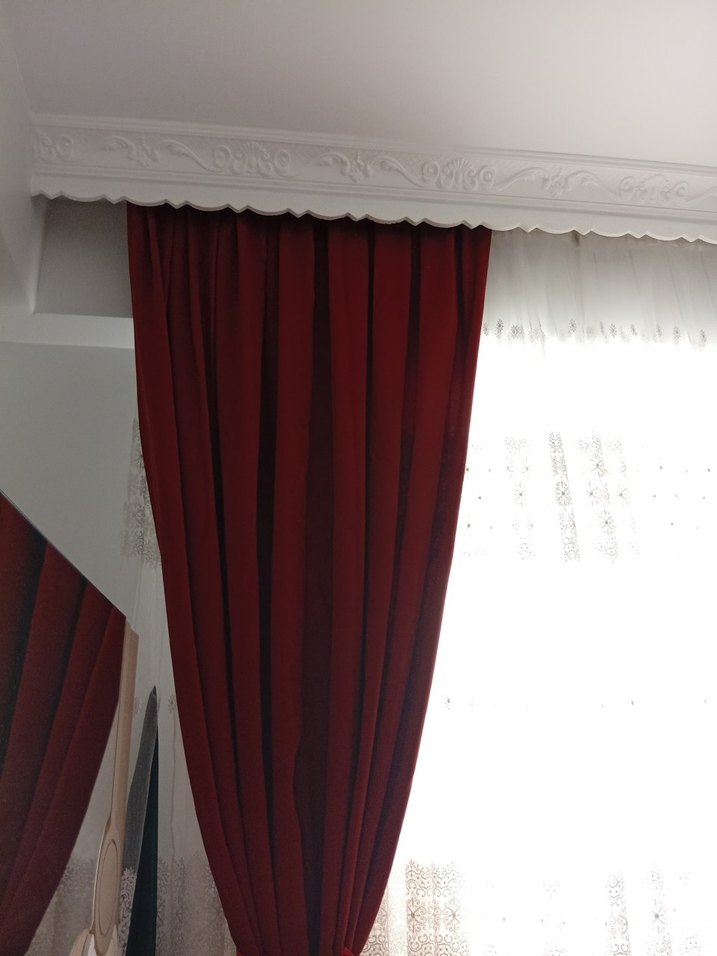 kiremit rengi iki tane fon perde - Görsel 3